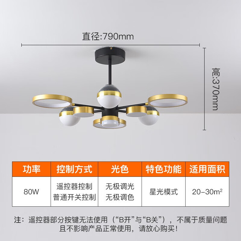 FSL·FUNFSL LED北欧轻奢简约大气枝型客厅投影满天星影吸顶吊灯 满星河80wΦ790*370mm-无极调光 常规