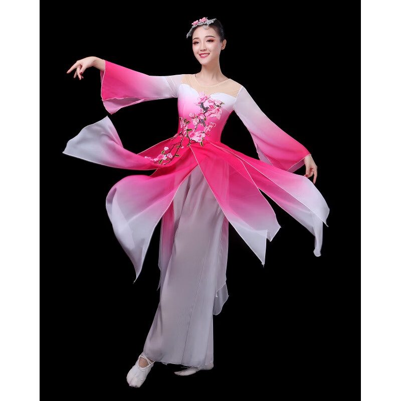 寻伞舞演出服古典舞女飘逸扇子舞服装合唱团女民族舞蹈表演服饰团扇