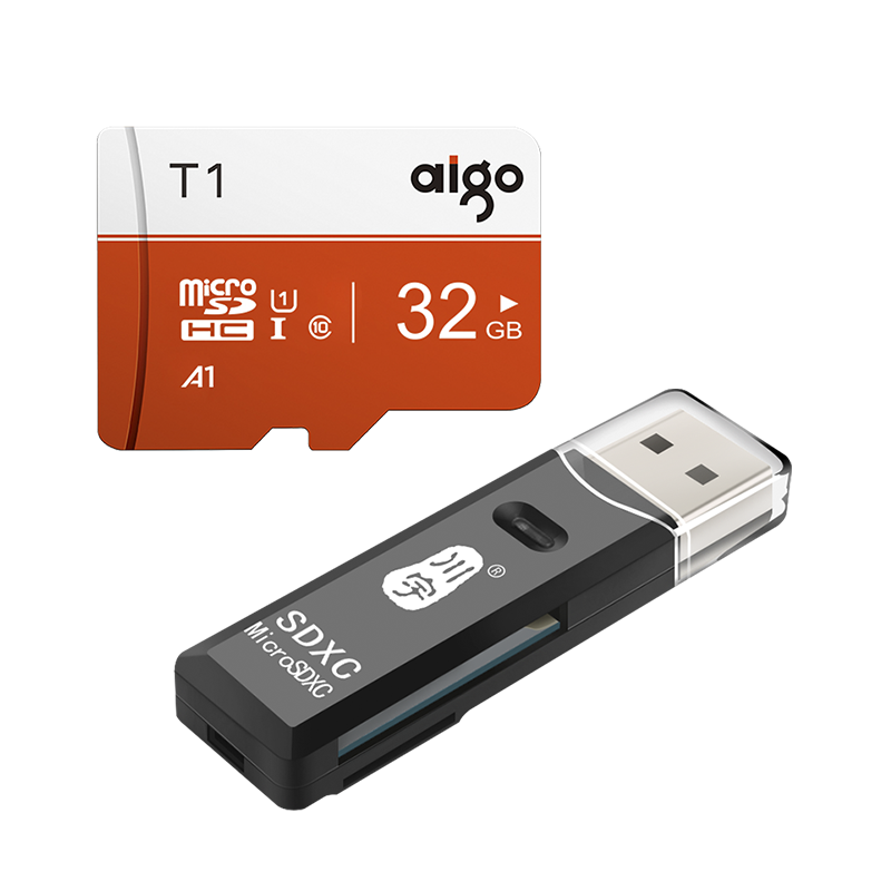 爱国者（aigo）32GB TF（MicroSD）高速存储卡+川宇多功能二合一高速读卡器支持SD/TF