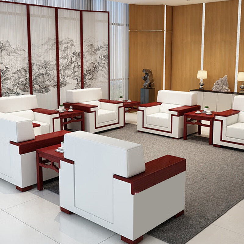 悟辉政府贵宾接待室会议沙发领导商务会客洽谈布艺单人位沙发茶几组合