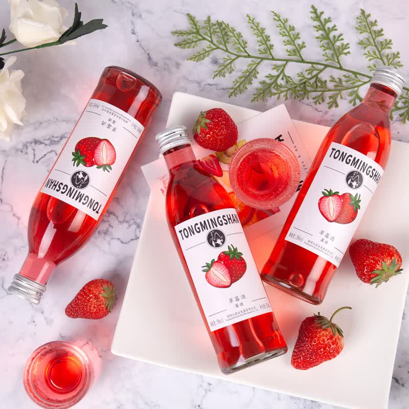 草莓酒3度果酒女士低度甜酒300ml饮料酒女生喝的微醺少女鸡尾酒 草莓