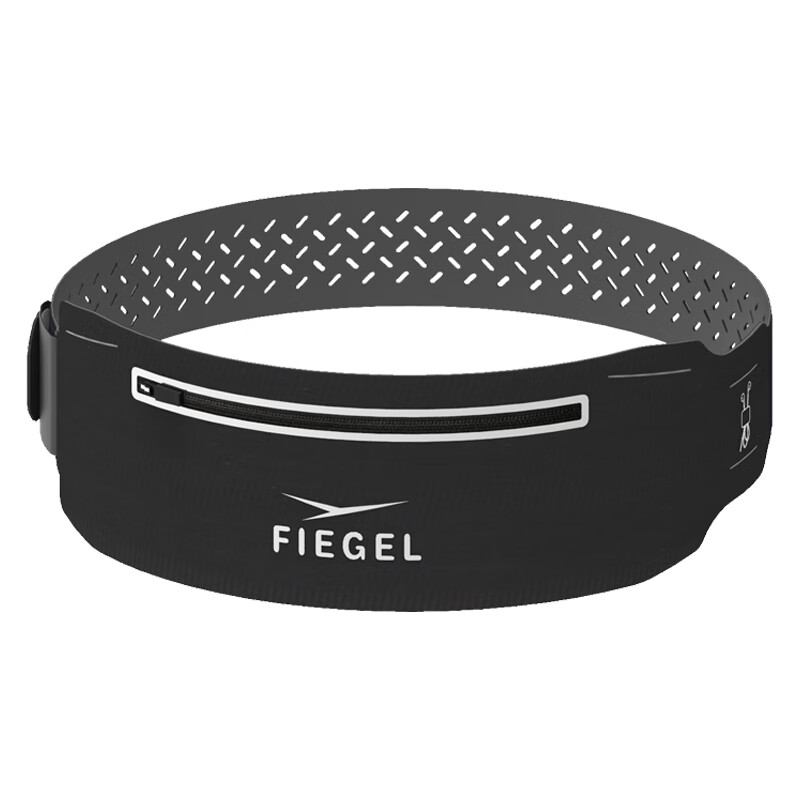 飞格尔（FIEGEL） 马拉松运动健身跑步手机腰包适用于苹男女士通用隐形腰带超薄户外防水手机包手机袋 黑色 偏瘦款
