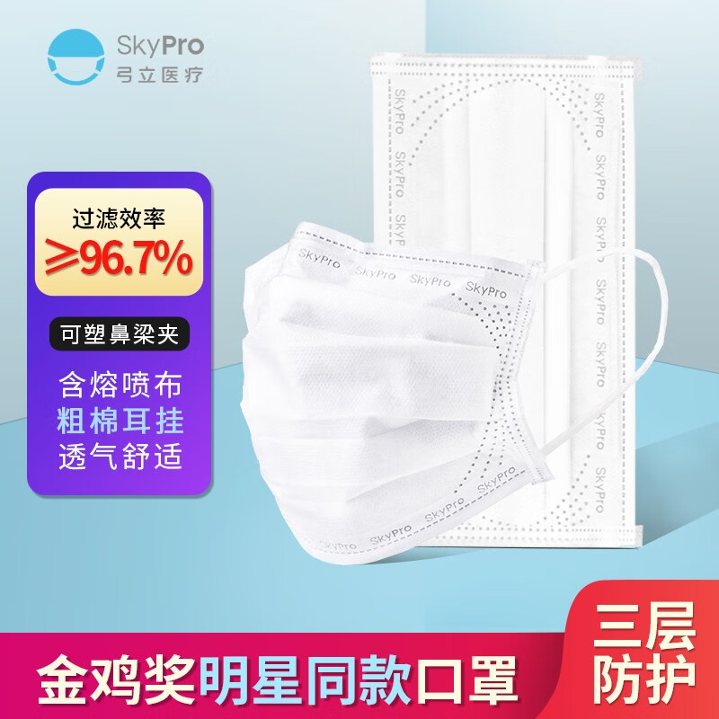 SKYPRO弓立一次性防护口罩50只，口罩价格历史走势及品牌推荐
