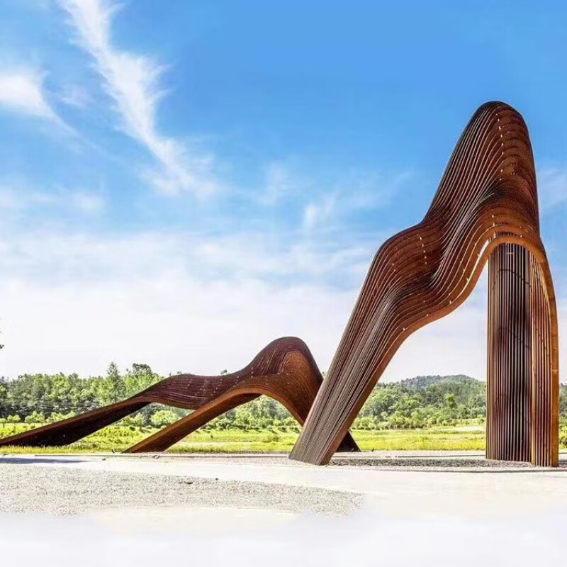 瀛乐 耐候钢板景观锈板雕塑定做大型镂空屏风背景墙厂家切割灯箱字摆