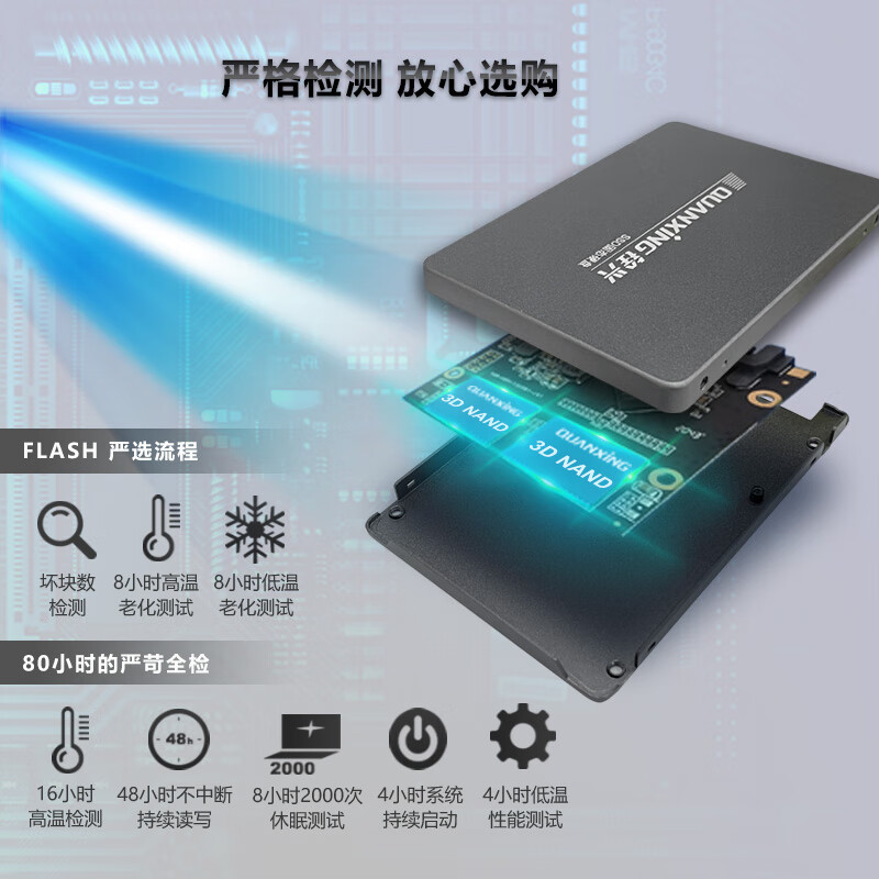 铨兴（QUANXING）1TB SSD固态硬盘 SATA3.0接口 读速高达520MB/s 台式机/笔记本通用 C201