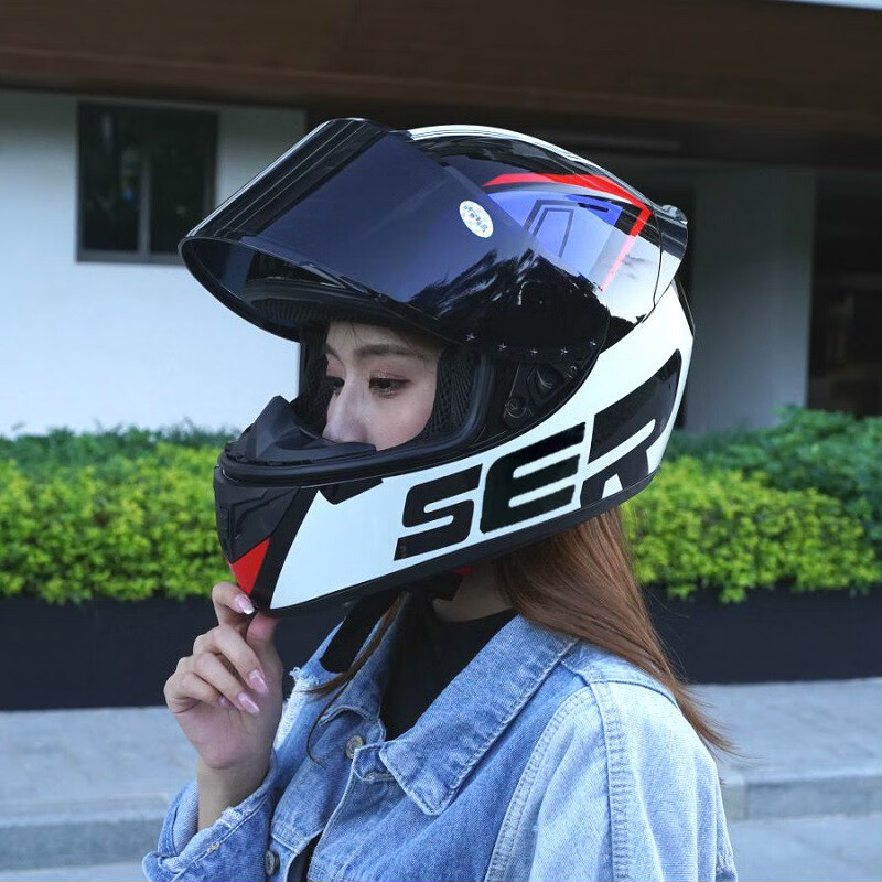 huanshou3C认证摩托车头盔国潮情侣款一对男女全盔可选配蓝牙耳机一体毒液 蓝SPR-配黑镜 M