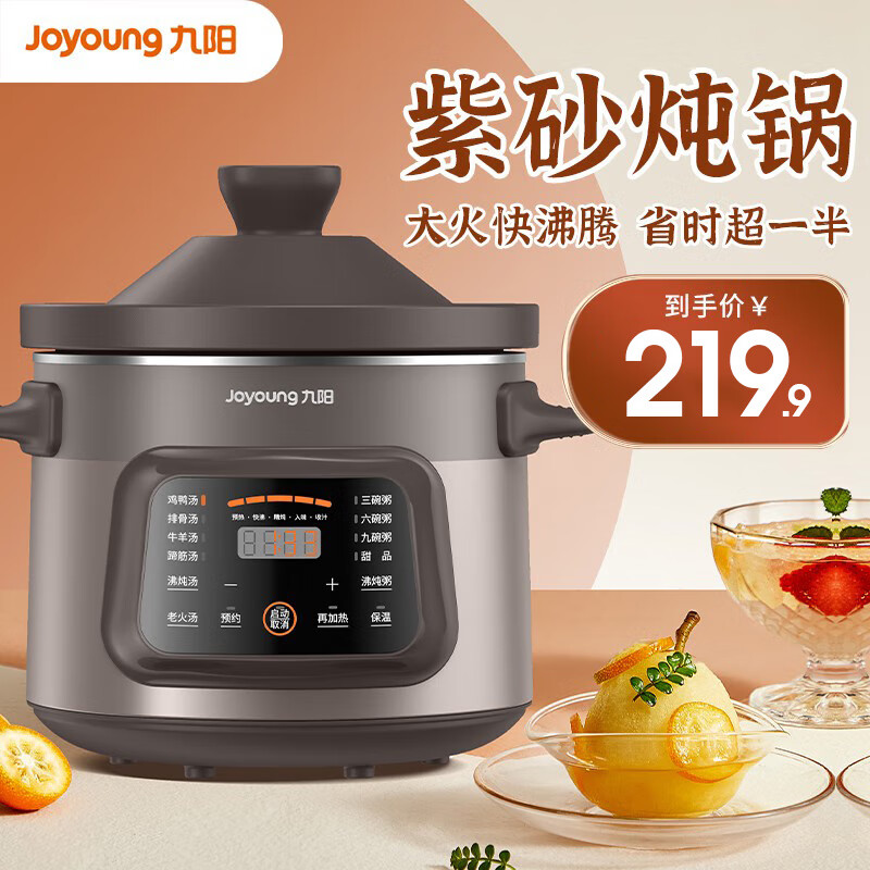 九阳（Joyoung）电炖锅 电炖盅 炖汤锅 煲汤锅 燕窝炖锅 煮粥锅 紫砂内胆 24小时可预约 保温 GD505【5L沸炖】