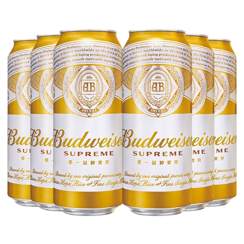 百威金尊啤酒 (budweiser)单一品质麦芽啤酒 整箱装 500ml 6罐