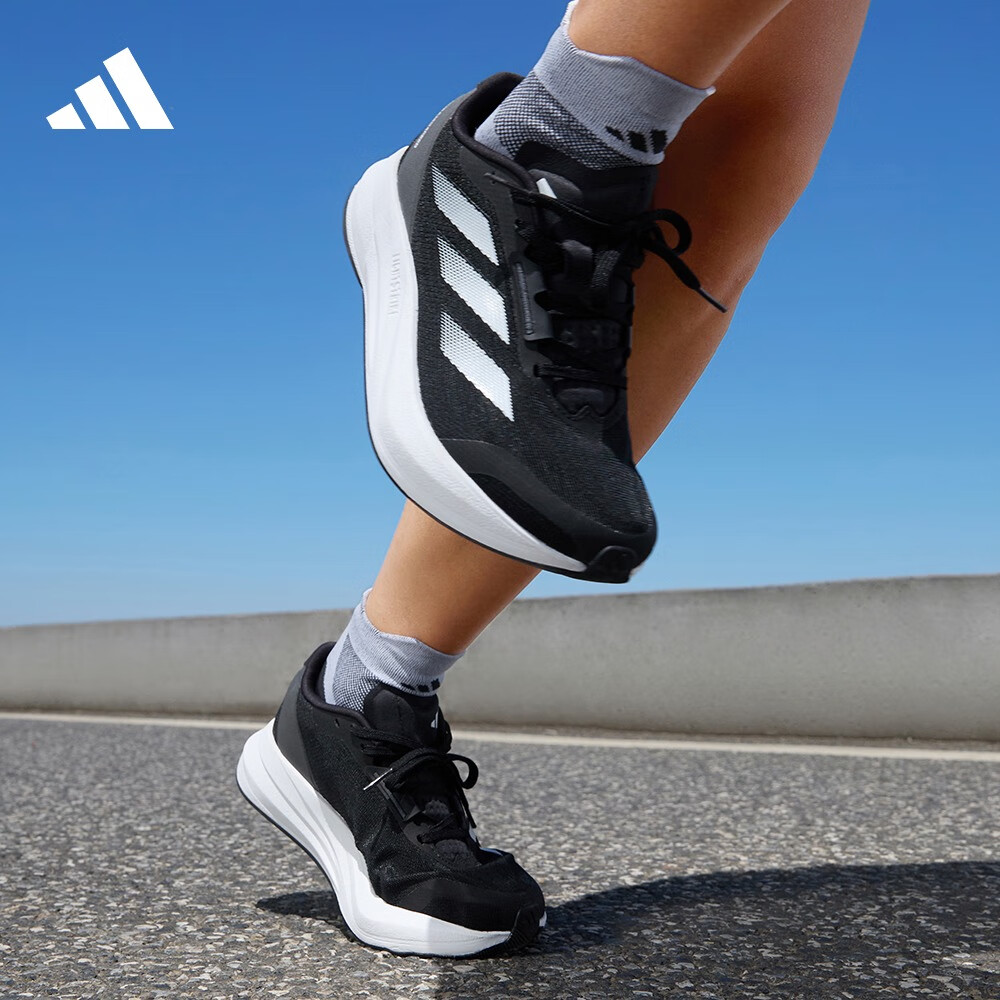 adidas DURAMO SPEED训练备赛舒适跑步运动鞋男女阿迪达斯官方 黑色/白色 38