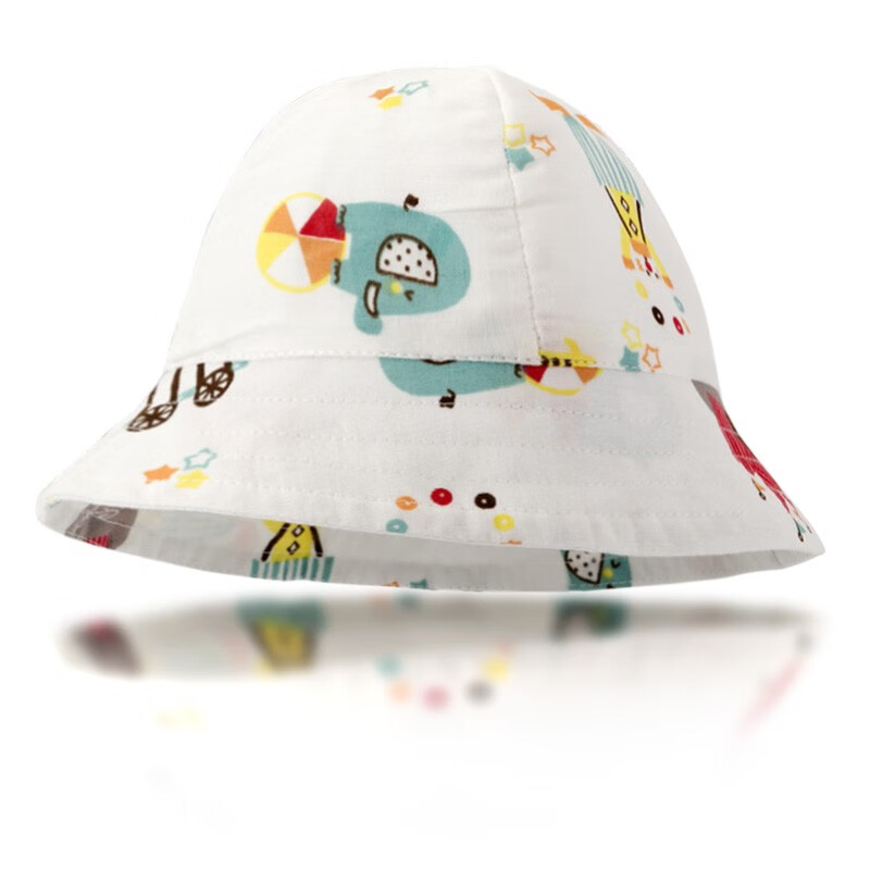 婴儿帽子夏季宝宝遮阳盆帽纱布薄款渔夫帽儿童太阳帽 马戏团帽子 S适合6-12个月(帽围47cm)