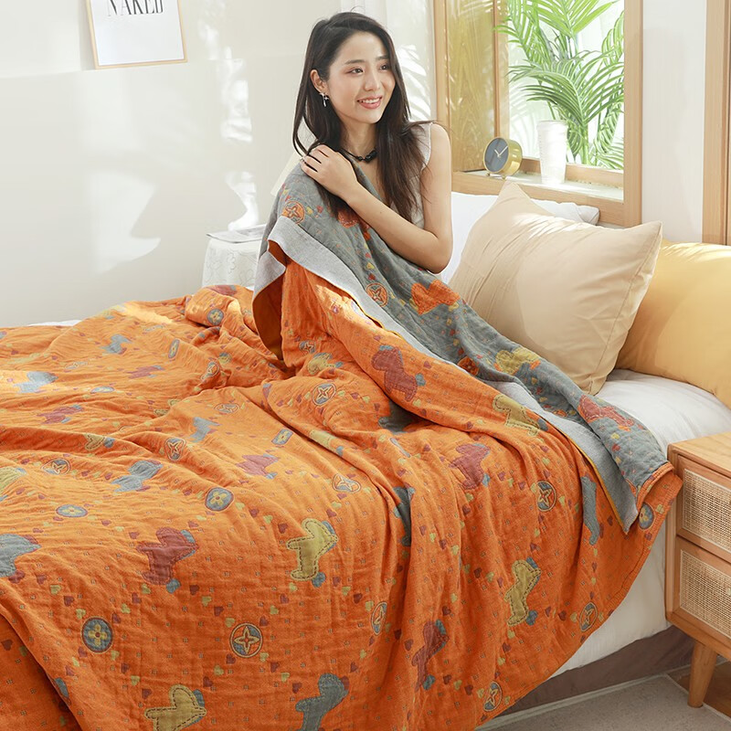 沐凡（mufan）沐凡毛巾被純棉紗布辦公室午睡毯子沙發(fā)蓋毯午休空調(diào)毛毯四季空調(diào) 天馬行空 150*200cm