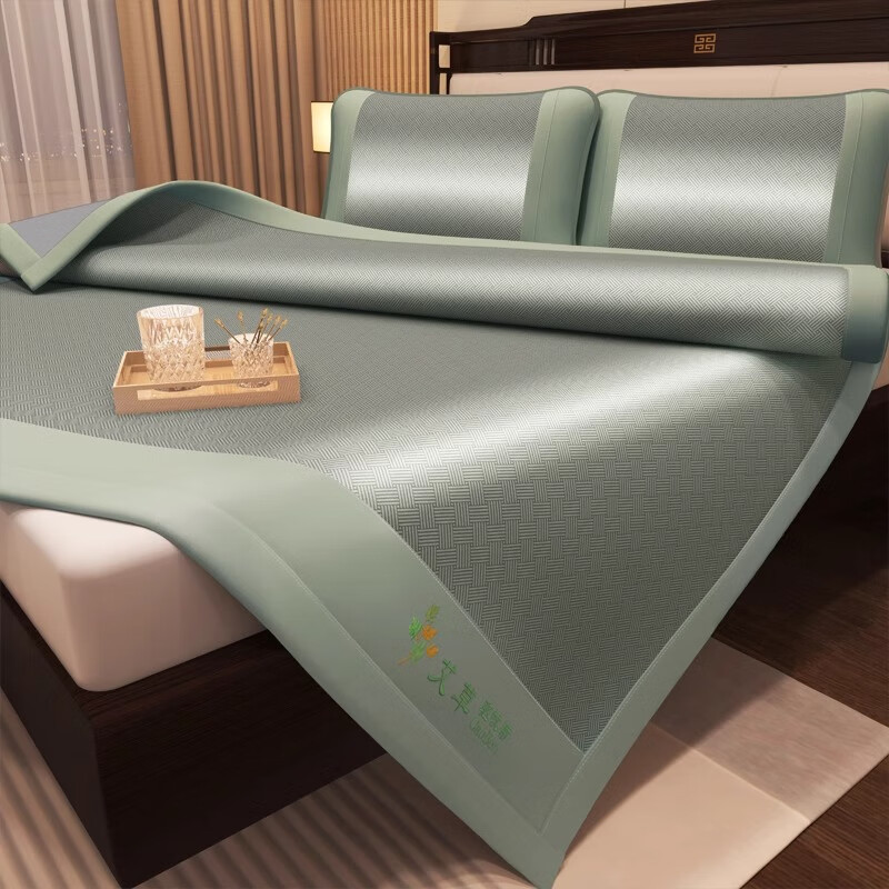 藤席夏天新款可子单人草席软席竹席宿舍水洗 席-灰【送枕套】 90cm