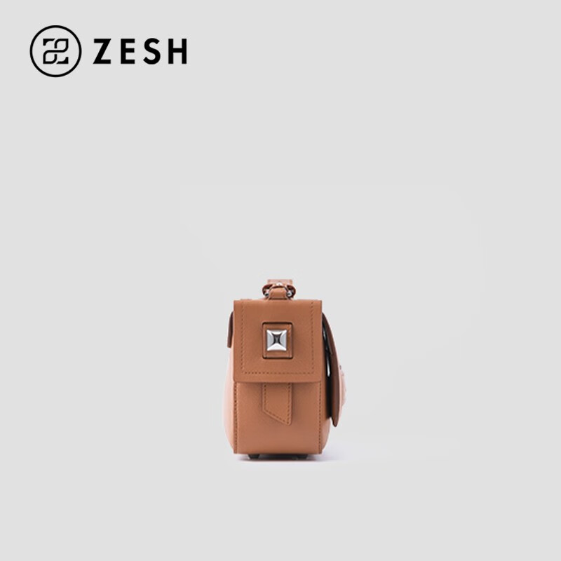 ZESH/泽尚 RACHEL小号手提包复古斜挎包女包通勤包单肩包圣诞礼物 浅奶茶
