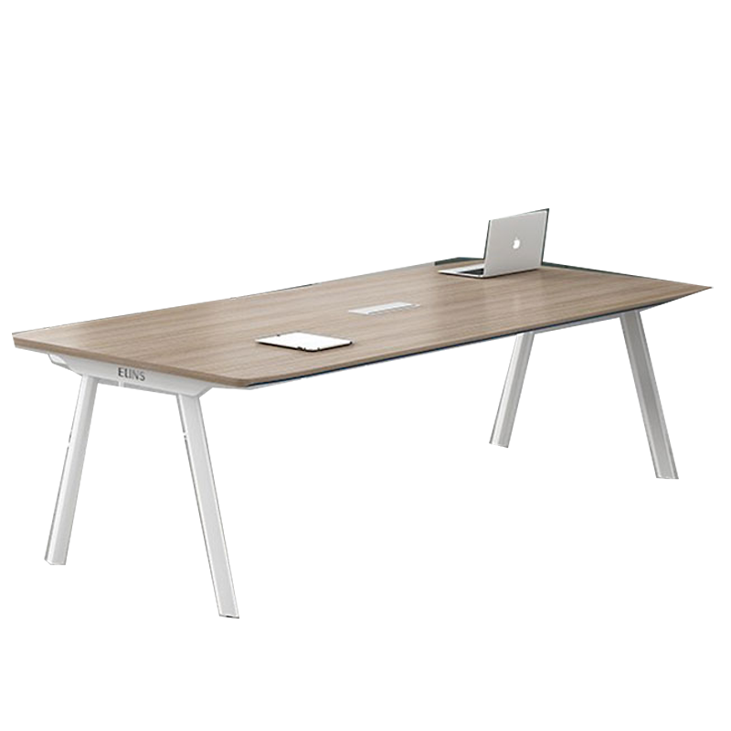 安美诚 斜边烤漆简易弧形会议桌长桌椅组合简约现代大小型洽谈室阅览桌子 2.4*1.2米会议桌【不含椅】