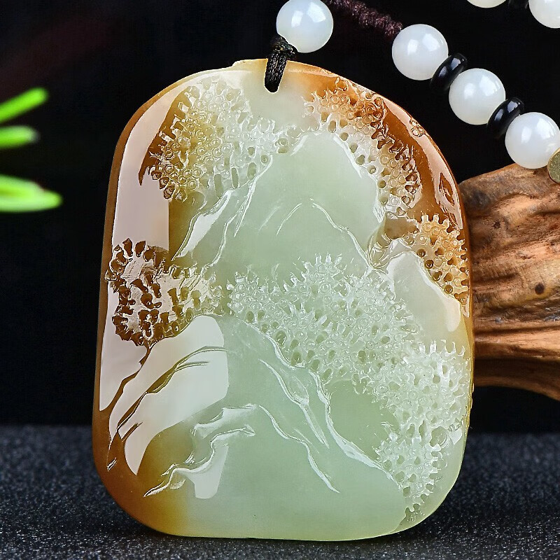 和田玉 糖料 精巧彫刻 山水 手持ち彫刻品（4886） - メルカリ