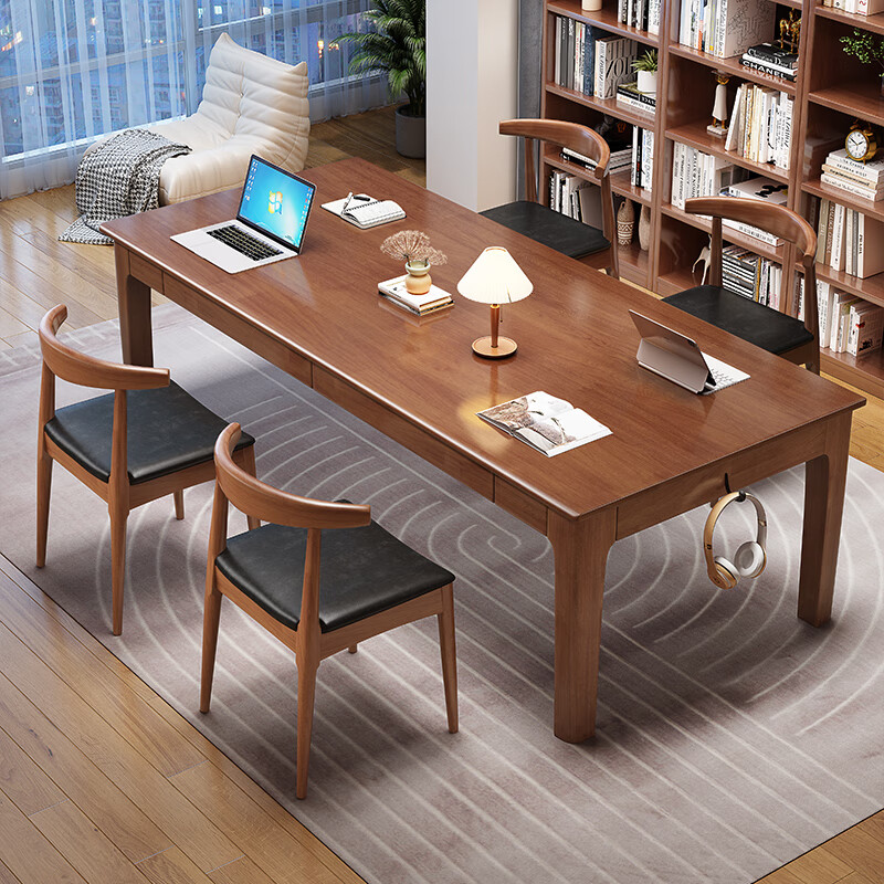 布匠家私实木大书桌带抽屉家用去客厅化办公桌子长条工作台双人阅读