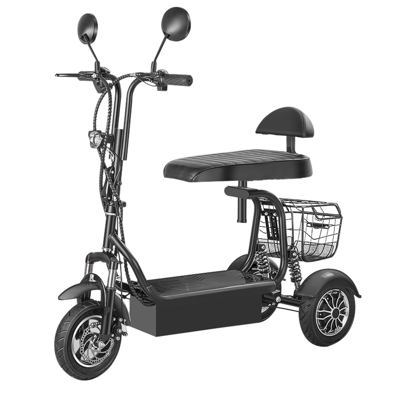 圣雅美折疊小型代步女士哈雷成人電動(dòng)三輪車(chē)接送小孩親子三輪電動(dòng)滑板車(chē) 黑 色雙人座 36V鋰電池/真空胎/ 防盜/60里/可提出充電