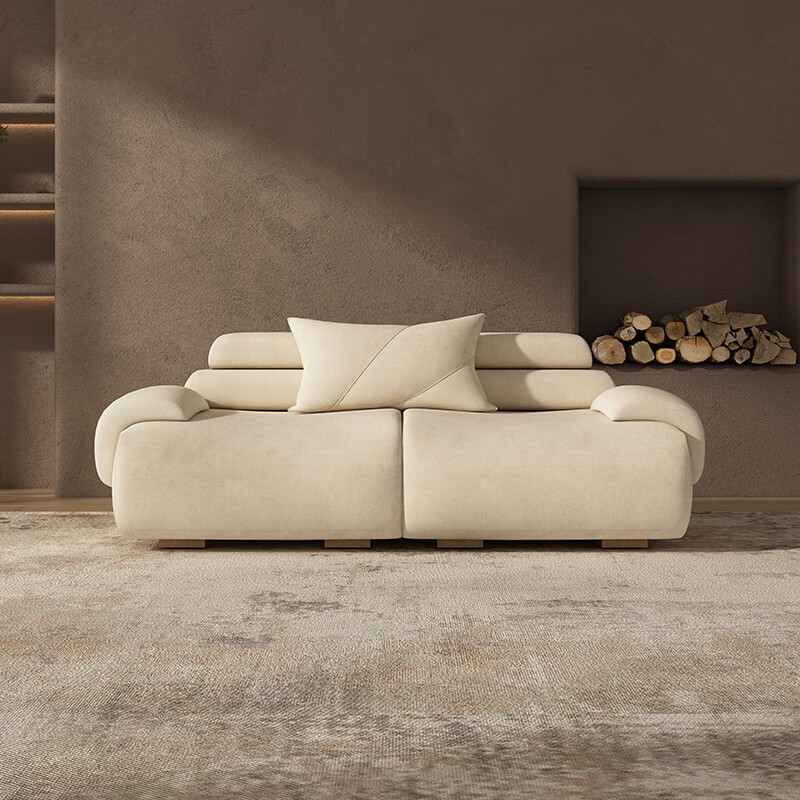 轻奢现代简约客厅小户型侘寂风直排沙发 双人位2米 德国进口麂皮绒