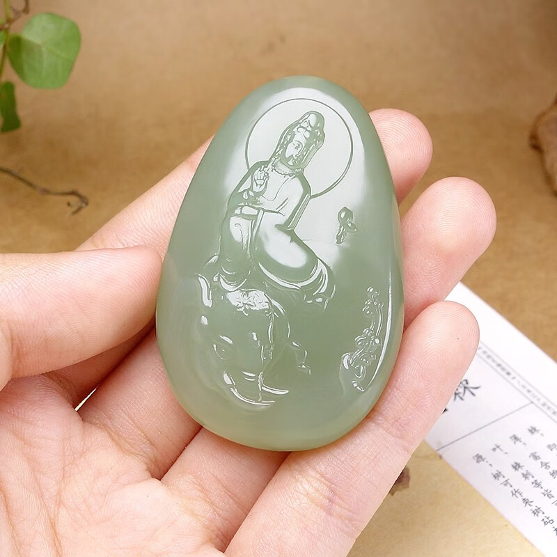 神【孤品】新疆和田玉普贤菩萨挂件收藏级玉石吊坠带证书 普贤菩萨