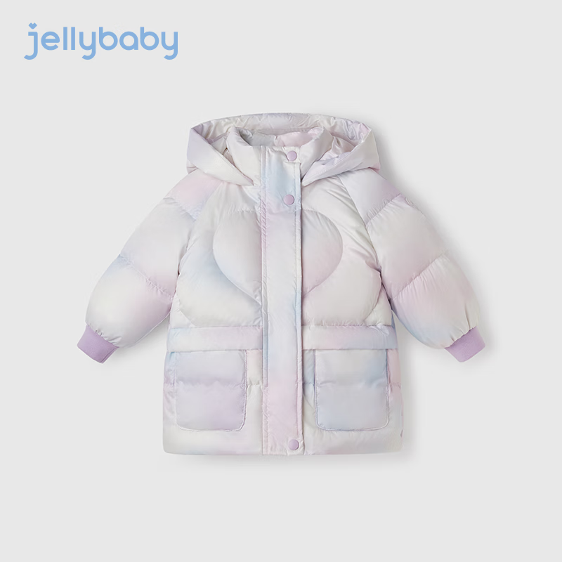 JELLYBABY女童羽绒服冬季宝宝保暖面包服女孩防水外套秋冬儿童冬装2023新款 紫色 110CM