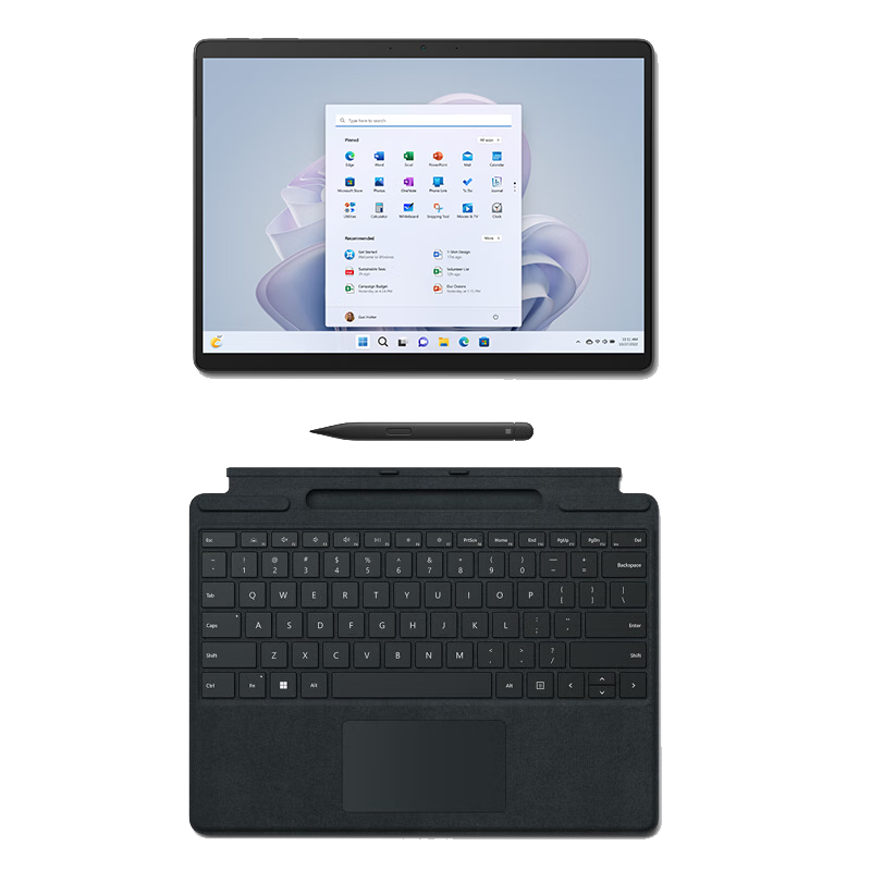Microsoft 微软 Surface Pro 9 石墨灰+典雅黑带触控笔键盘盖i7 16G+512G 二合一学生平板13英寸120Hz触控屏笔记本