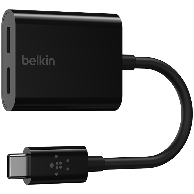 贝尔金（BELKIN）Type-C/USB-C转接头听歌充电二合一转换器音频适配器分线器适用华为三星小米魅族等手机黑色