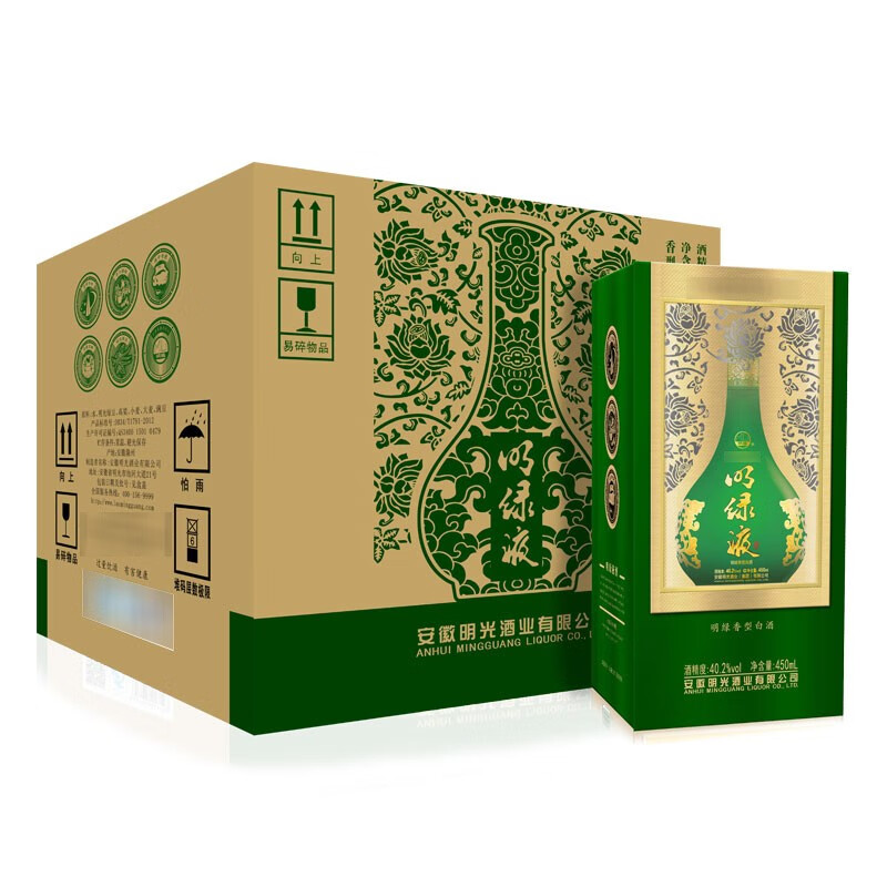 明光 明绿系列明绿液 明绿香型 白酒40.2度 450ml 绿瓶 整箱4瓶