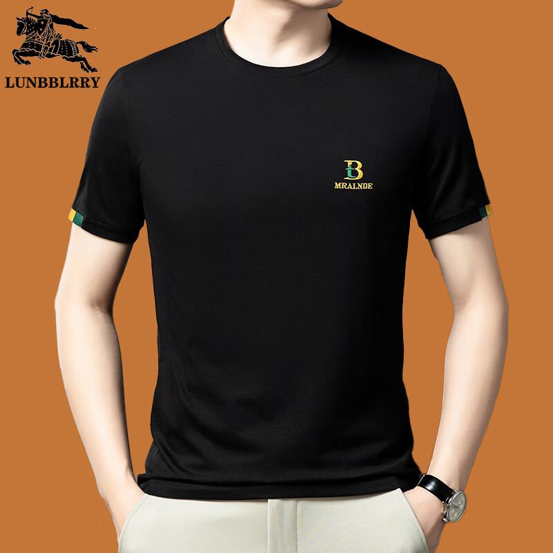 巴宝莉纯色男士短袖t恤夏季冰.