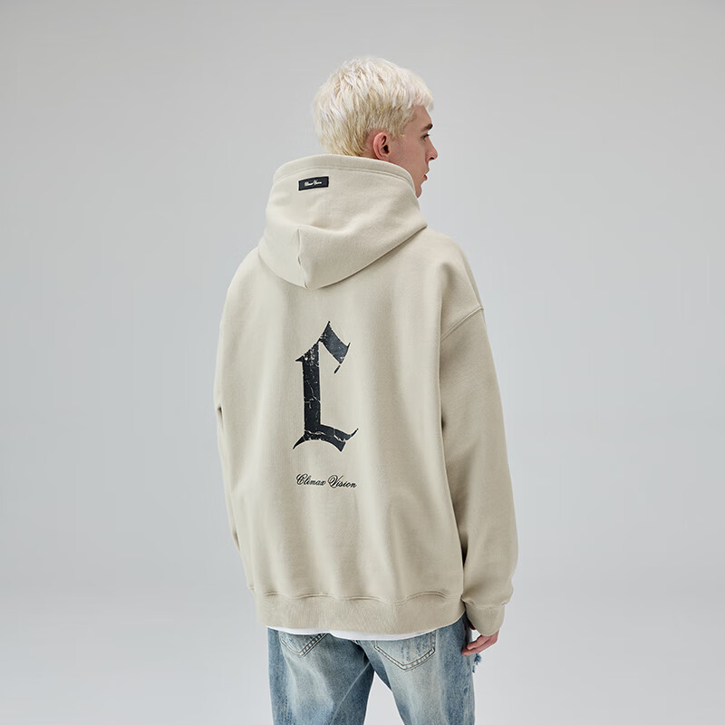 climax vision 破损做旧印花美式高街连帽卫衣休闲宽松情侣帽衫潮