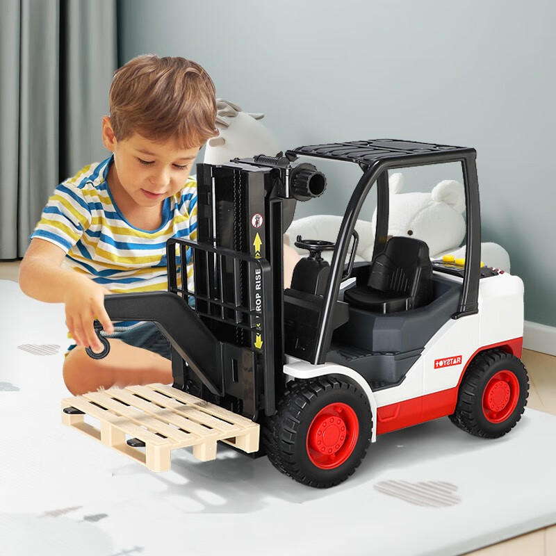 贝比童话 美式可升降装卸叉车 玩具汽车搬货车儿童工程车模型男孩生日礼物 叉车