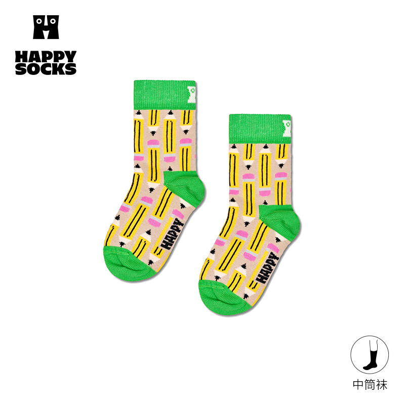Happy Socks【新品】Happy Socks薄荷曼波中筒袜儿童袜子秋冬幼儿园袜子 小钢笔 1双 均码 4-6Y