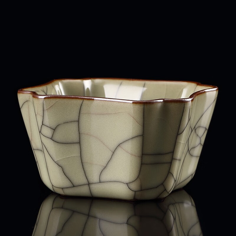 茶杯陶瓷小杯子青瓷品茗杯哥窑开片主人杯功夫茶具茶杯王文传世哥窑