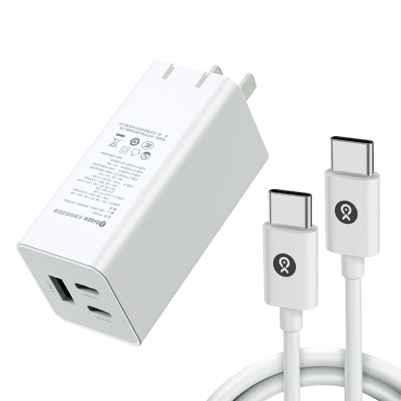 Biaze 毕亚兹 FC83C 氮化镓充电器 双Type-C/USB-A 65W+K46 双Type-C 100W 数据线 1.88m 白色