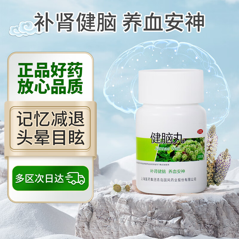 国风 健脑丸 100丸/瓶 补肾健脑 养血安神 用于心肾亏虚 记忆减退心悸