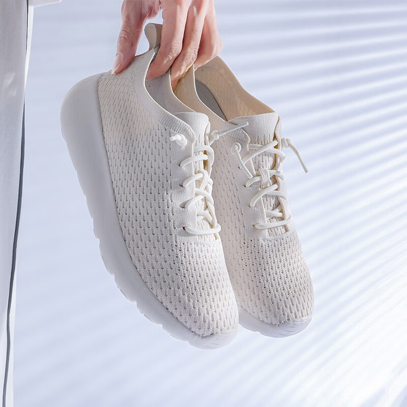 吊带兔一脚蹬男女鞋 多运动走路鞋夏季网面透气飞织鞋休闲百搭情侣鞋轻 黑白 35