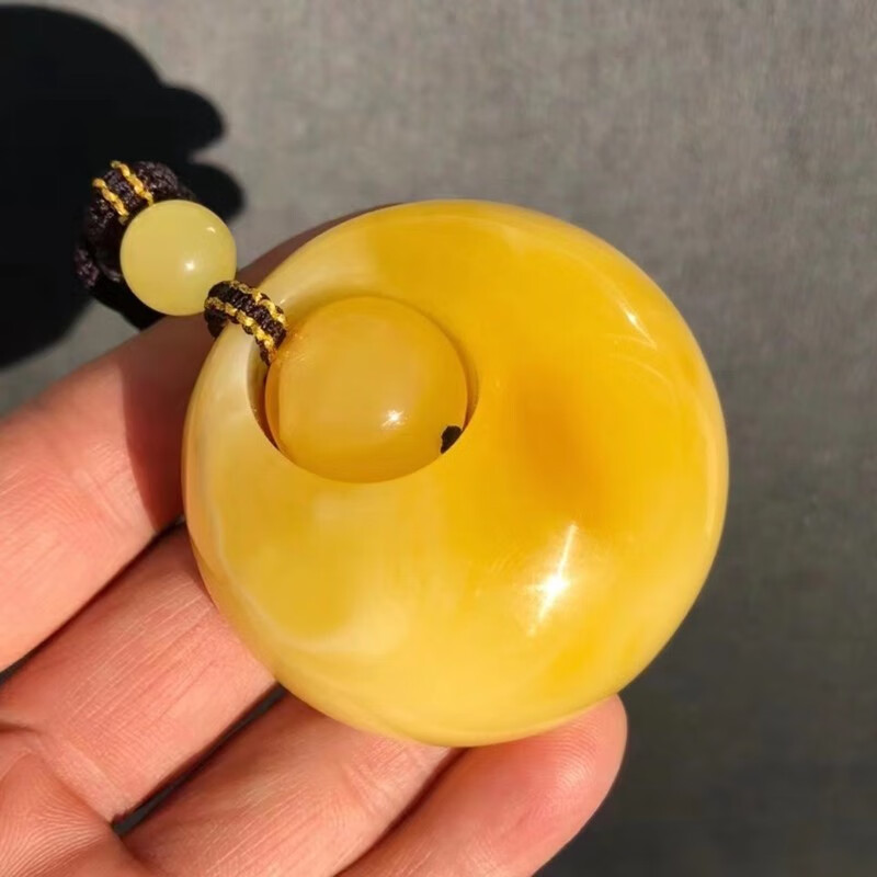 寻然珠宝 原矿蜜蜡鸡油黄同心公主扣吊坠蜡质浓郁饱满松香四溢视觉感