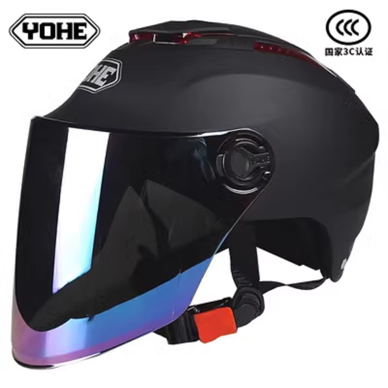 yohe头盔摩托车头盔双镜片透气夏季半盔男女通用永恒365 3c认证 3c款