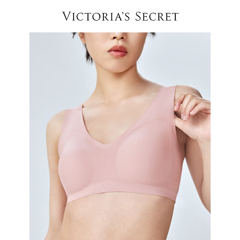 维多利亚的秘密（Victoria's Secret）【何穗同款】Q弹软支撑果冻条背心式舒适无钢圈无痕文胸女内衣 V 99S4典雅粉 11216629 L