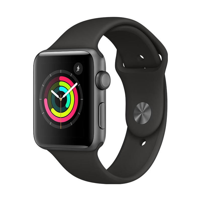 Apple Watch Series 3智能手表（GPS款 42毫米 深空灰色铝金属表壳 黑色运动型表带 MTF32CH/A）