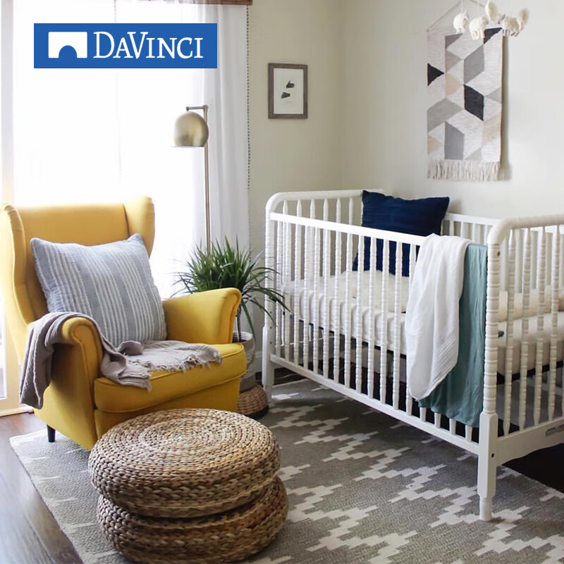 DaVinci 珍妮林 进口实木婴儿床 多功能三合一宝宝床 安全环保 白色 床