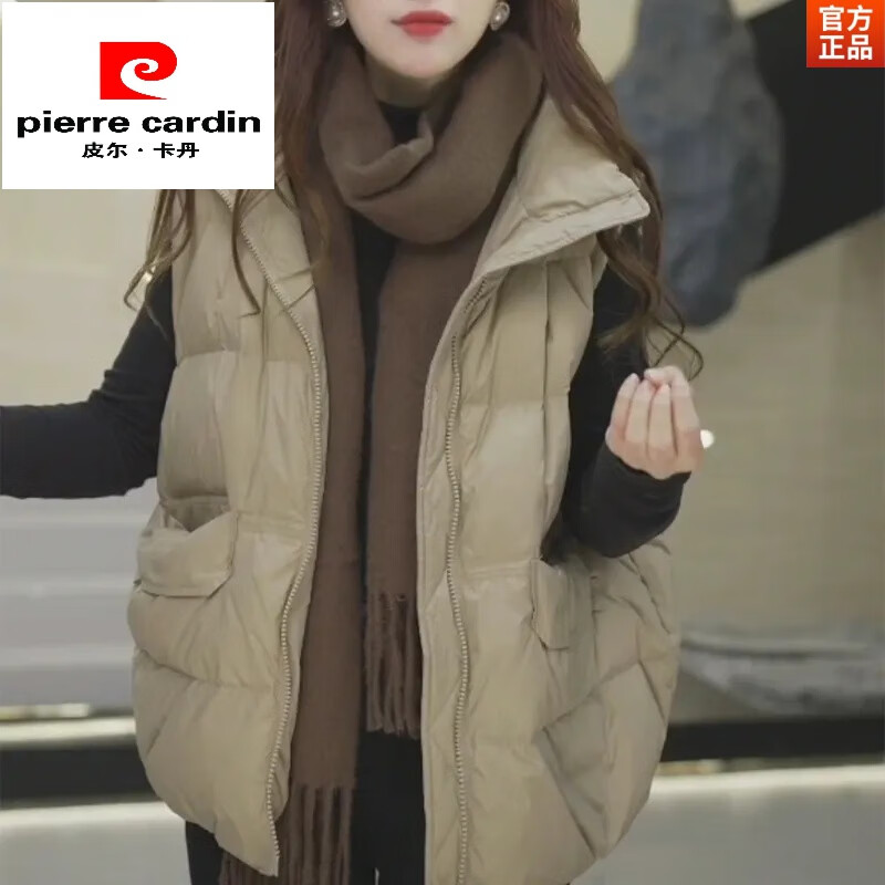 皮尔卡丹（pierre cardin）2025春秋冬季新款女士羽绒棉马甲背心今年流行马夹外搭外套洋气女 卡其色 XL (建议115斤-130斤)