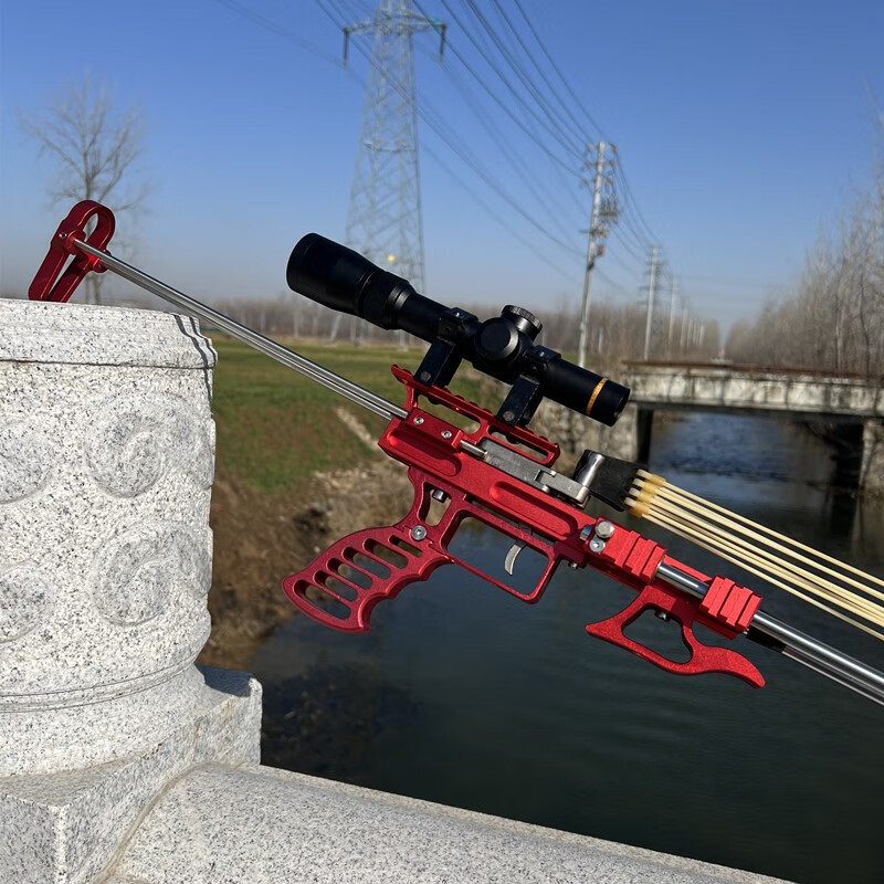 奇优宝新款猎鹰全金属数控弹弓高精度激光弹弓伸缩大拉锯瞄准器可调