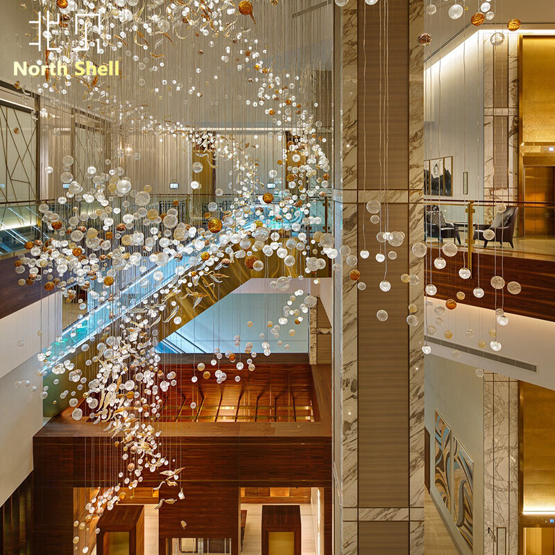 献瑜北欧后现代酒店大堂商场中庭售楼部沙盘定制装饰组合泡泡球吊灯 