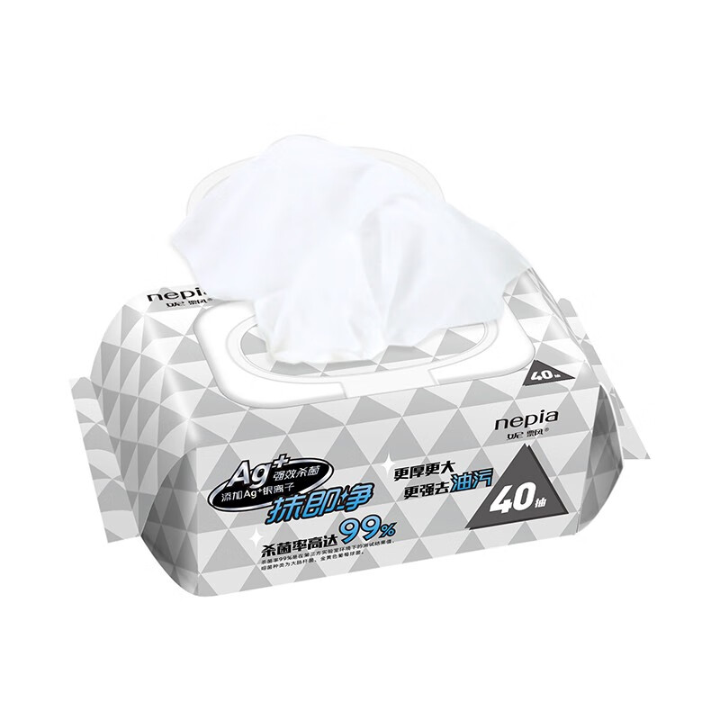 妮飘(nepia)厨房湿巾加厚加大40片抽取式强效清洁去油污家用大包可