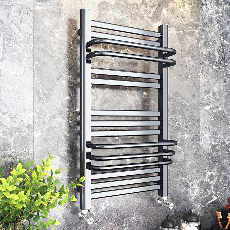 森拉特小背篓卫生间家用暖气片黑色钢制冬壁挂式真空镀散热器 【黑镍】中心距400-高度600mm