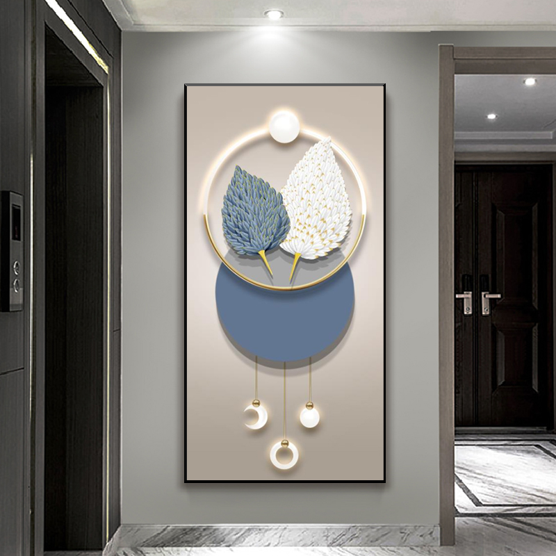 hkqh轻奢高端入户正对门玄关装饰画客厅走廊壁画过道竖版高端挂画现 a