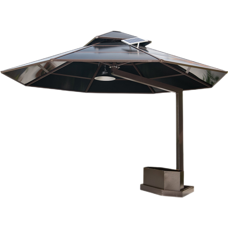 蚁伽 庭院伞 遮阳伞 户外别墅花园庭院子露台楼顶罗马室外遮阳棚抗风带灯伞 圆形阳光板伞