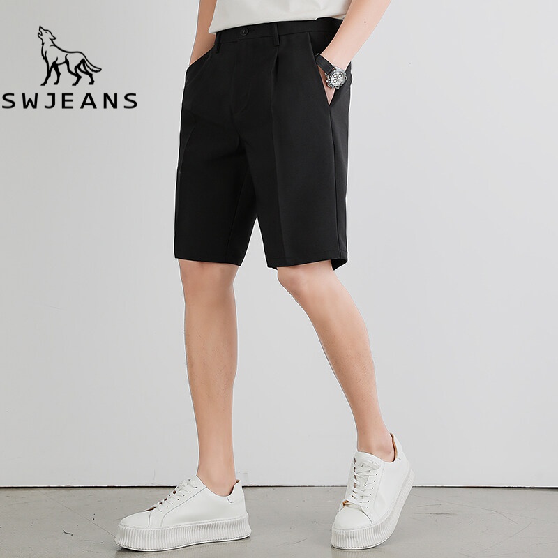 swjeans品牌男装 夏季薄款西装短裤男士宽松休闲潮流冰丝裤垂感修身