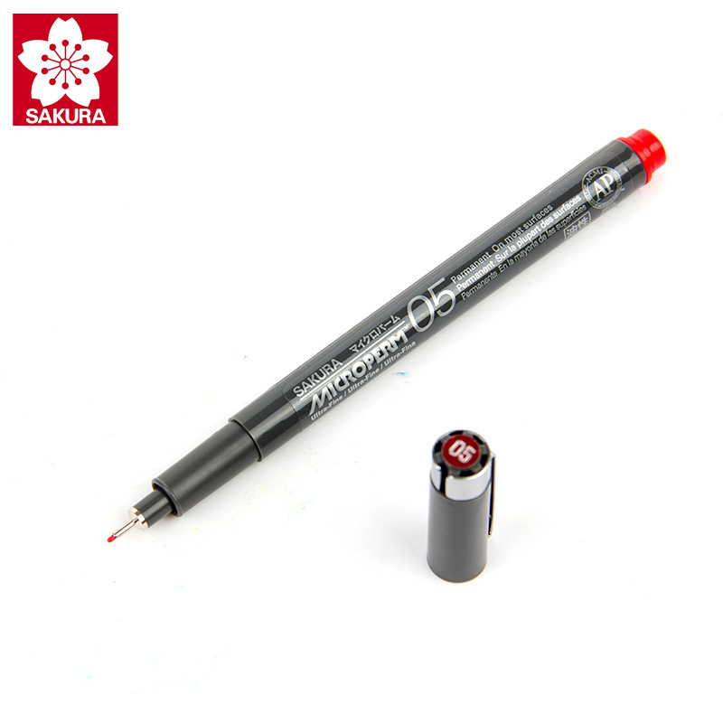 樱花日本樱花（SAKURA）油性针管笔玉雕勾线雕刻画笔玉石画线笔防水绘图美术 手绘漫画勾边 油性针管笔03(红色)EOK03#19