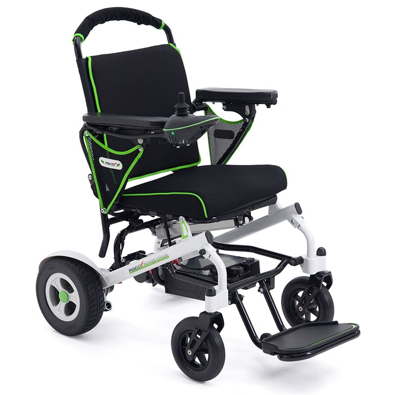 日本三贵MIKI电动轮椅老人轻便折叠小残疾人轮椅免充气胎智能电动一键 